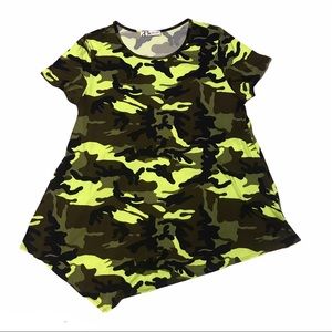 Mai Soli Neon Camouflage T Shirt Asymmetrical XXL